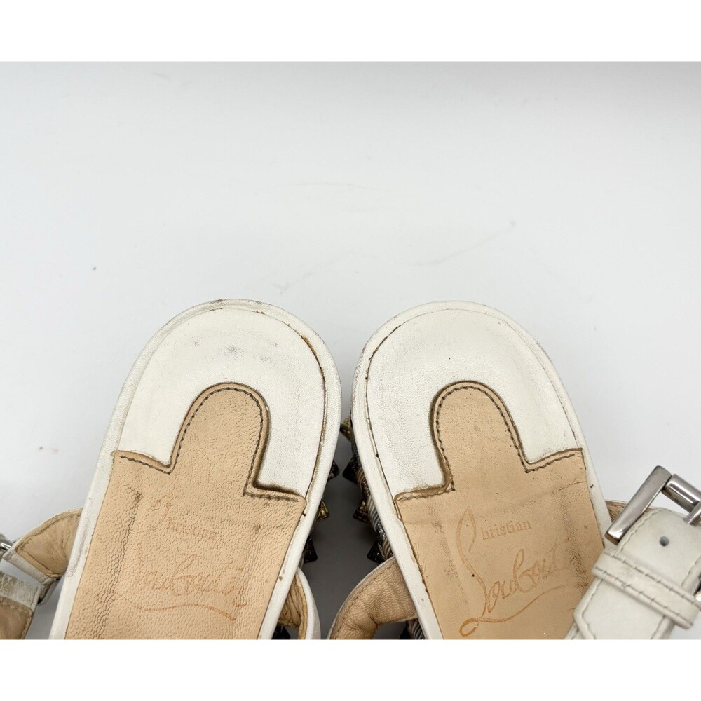Christian Louboutin Cataclou 60 Cork White & Gold Platform Sandals Sz EU 37 - Picture 11 of 14